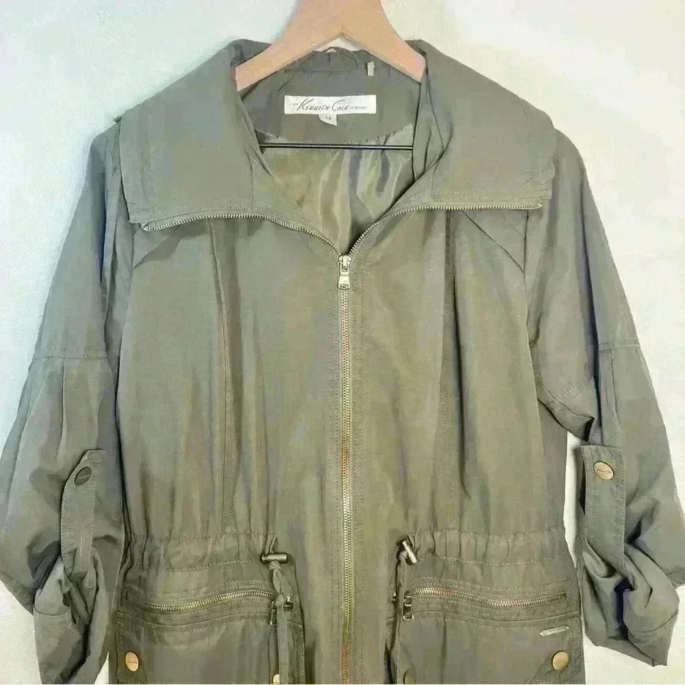 Kenneth Cole Women’s Anorak Olive Green Utility Jacket Size Medium - Picture 2 of 16